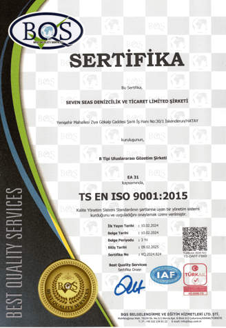 BEST QUALITY SERVICES CERTIFICATE