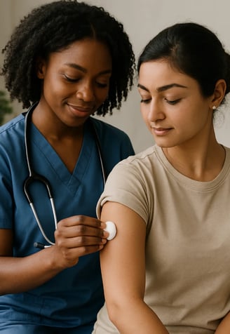 Une femme se fait soigner pour la journée internationale d'action pour la santé des femmes