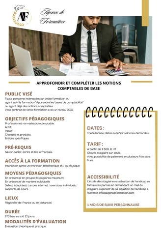 Programme approfondir les bases de la comptabilité
