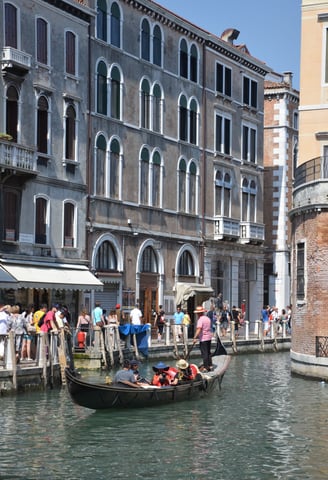 Beautiful day for a gondola ride in Venice, Italy