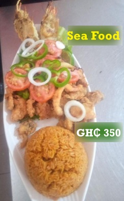 grilled sea food at de place restaurant gh