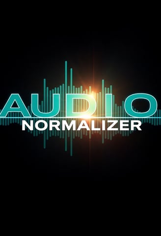 Logo des 'Audio Normalizer' mit dem Schriftzug 'AUDIO' in tiefem Türkis und 'NORMALIZER' in Weiß. 