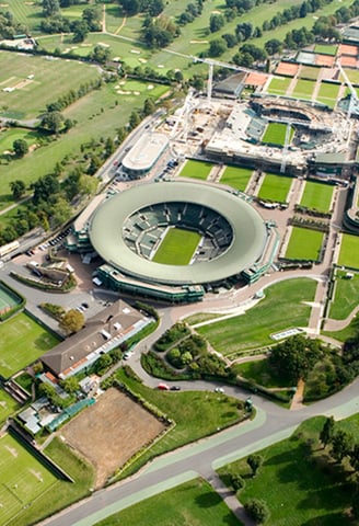 Aerial view of Wimbledon courts 