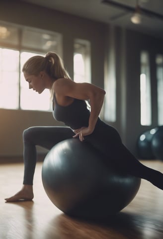 ballon suisse ,équilibre, gainage