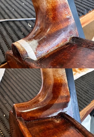 restauro de violino, verniz