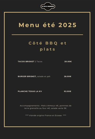 Menu - LA KV A MANGER - Barbecue