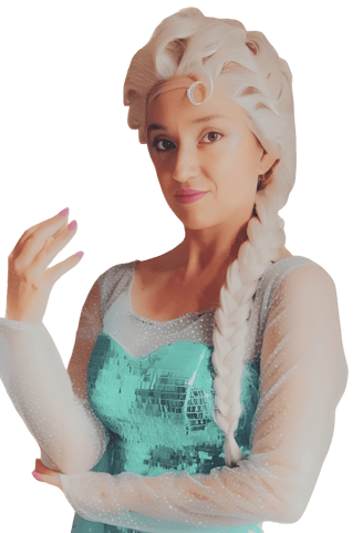 A woman dressed as Princess Elsa