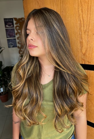Mechas perfeitamente iluminadas na técnica Morena Iluminada.