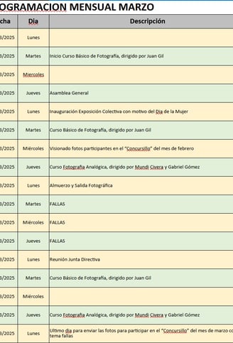 Actividades marzo 2025