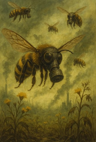 Abeilles dans un air pollué pour la journée mondiale des abeilles