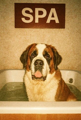Photo d'un saint Bernard dans un spa pour la journée mondiale du chien