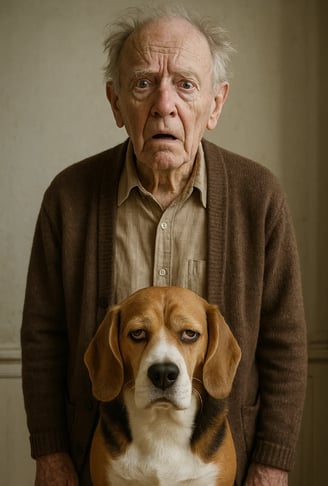 Homme âgé avec son chien pour la journée mondiale de la maladie d'Alzheimer.