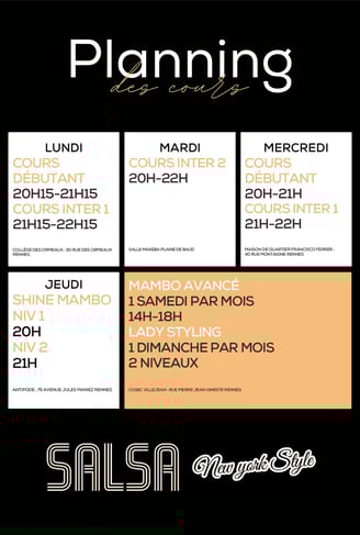 Planning des cours