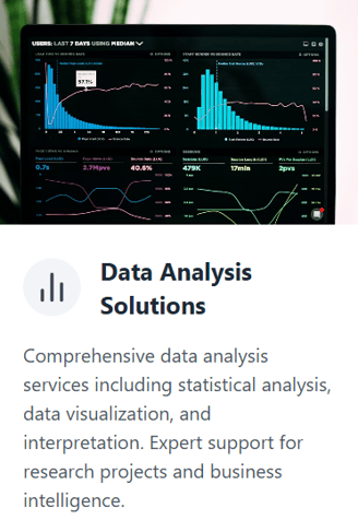 a picture showing two analytical visualisations, with words below