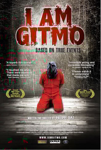 movie poster - a man in an orange jumpsuit with a black hood over his head