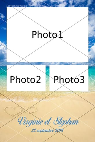 a beach scene with a white sign that says, photo of a beach scene