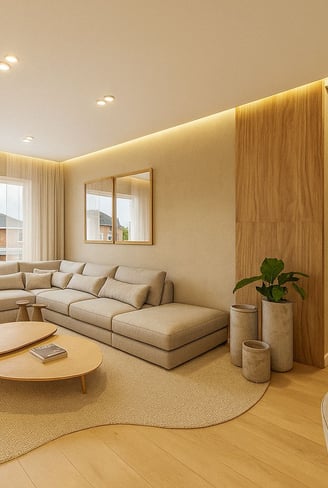 Sala de estar com sofa em L