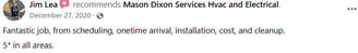 Testimonial 1: Fantastic job from start to finish