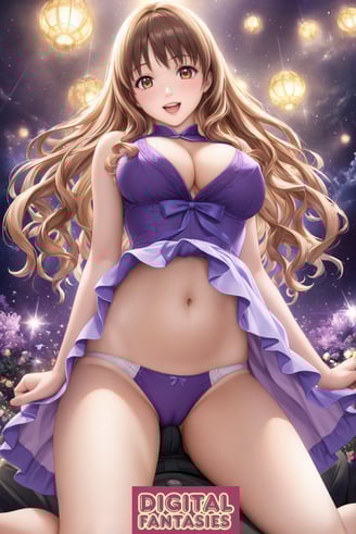 Anime girl with medium breast, and beautiful dress 