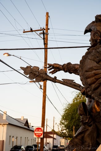 Aztec warrior Cuauhtémoc statue in Barrio Viejo neighborhood Tucson Arizona