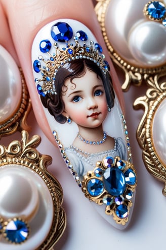 nail design girl with crown