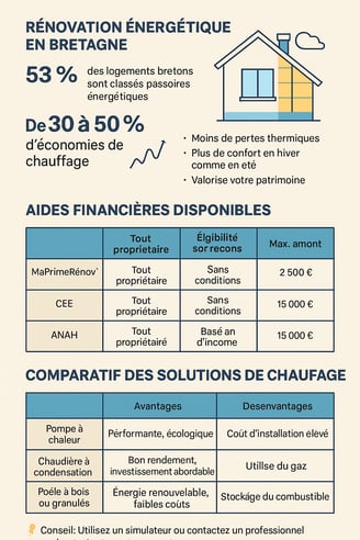 infographie aides bretagne et économie énergie chauffage conseil récapitulatif