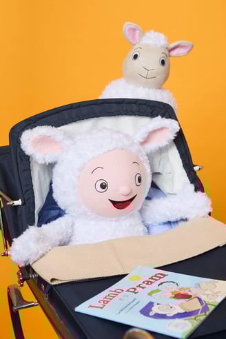 Lamb in a Pram toys for book readings and author visits.
