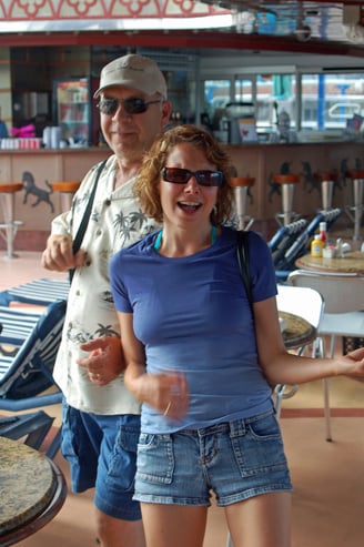 William and Lady air guitar at Senor Frogs