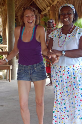 Lady dances in the Caribbean