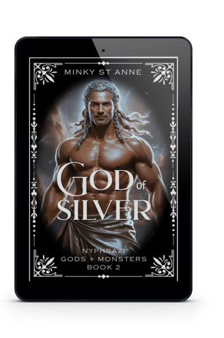 Extra-spicy adult romantasy — God of Silver by Minky St Anne, with a dominant, silver-haired god.
