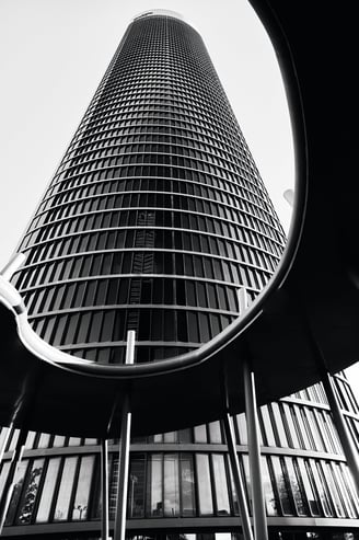 architecture photo of the PwC tower in Spain