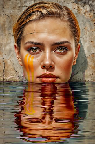 portrait de femme, reflets