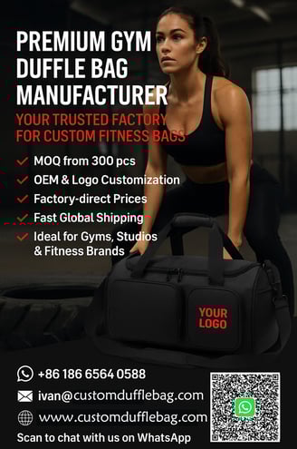 Black waterproof gym bag with zipper and logo