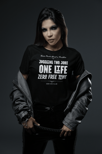 three facts about a hustler, juggling two jobs, one life, zero free time, vivid calm designs