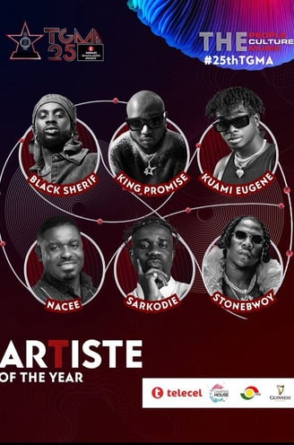 Poster of this years Telecel Ghana Music Awards Artiste of the Year nominees.