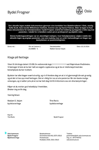 Bydelsoverlege Neelam Sarwar Anjum، Bydelsoverlege Tine Ravlo،Helse og omsorgstjenesten,Oslo Kommune,Frogner lege,helsesenter