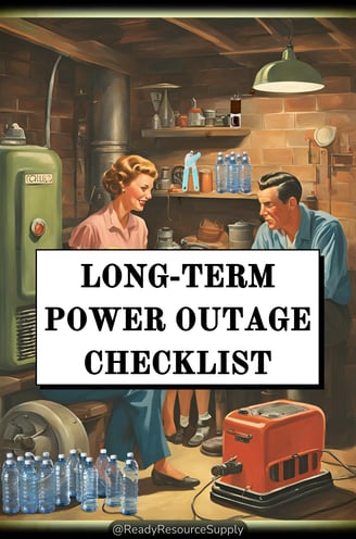 a couple in the basement during a storm with a generator