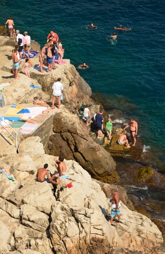 Swimming on a warm Dubrovnik, Croatia day