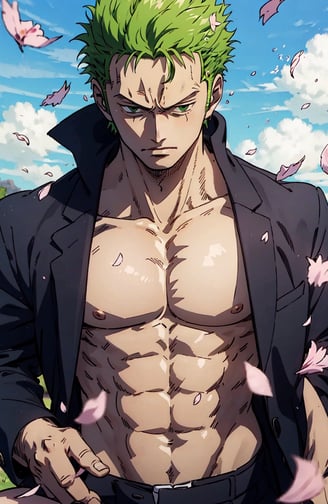 a man with a green hair and a green shirt