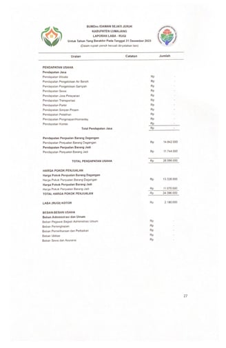 Laba Rugi Halaman 1 - LPJ BUMDes T.A, 2023
