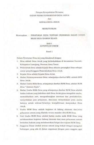 Halaman 2 - Surat Keputusan Pendirian BUMDes Idaman Sejati