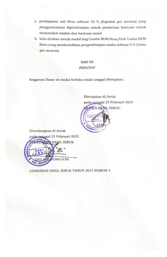 Halaman 23 - Anggaran Dasar BUMDes Idaman Sejati