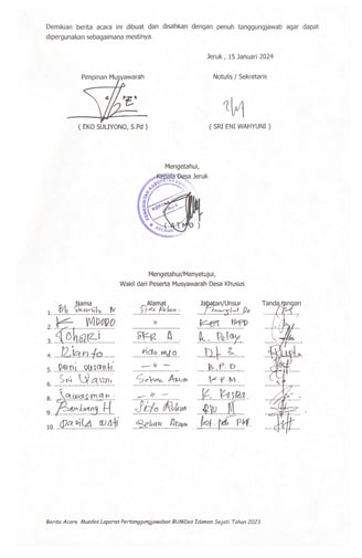 Berita Acara Halaman 2 - LPJ BUMDes T.A, 2023