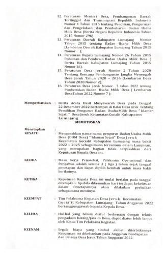 Halaman 3 - Surat Keputusan Pengurus BUMDes Idaman Sejati