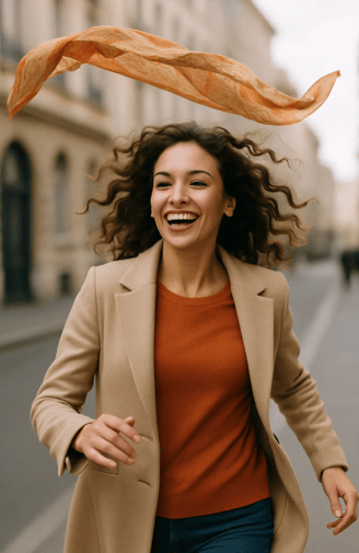 Femme avec un voile qui s'envole pour la journée des femmes sans voile