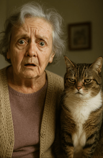 femme âgée avec son chat pour la journée mondiale de la maladie d'Alzheimer