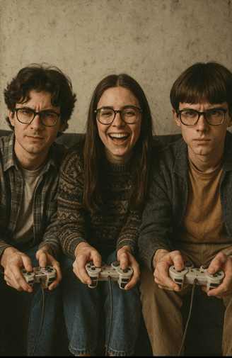partie de playstation entre amis geeks pour la journée internationale des geeks