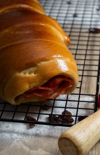 Fotografía gastronómica, pan de jamón