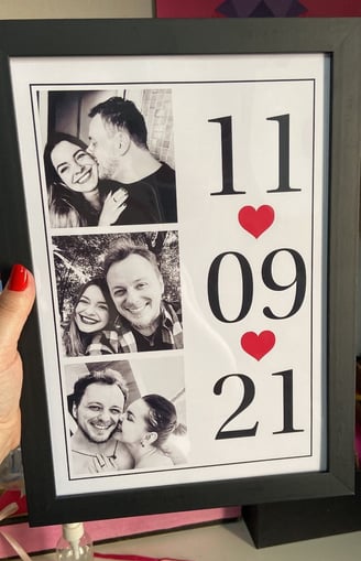 Quadro personalizado com fotos de casal para presente de dia dos namorados e aniversário de namoro