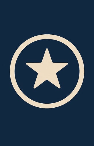Icône cercle doré avec étoile à cinq branches – symbolise le réseau Club 53 pour l’hospitalité transformante caribéenne